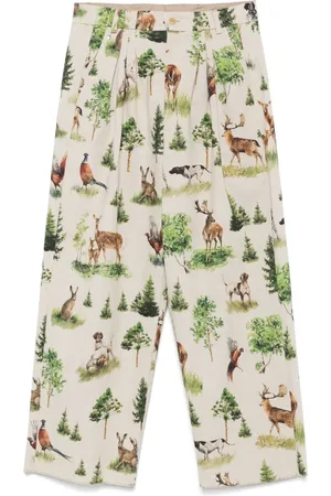 BLESS Pantalones con estampado de animales del bosque