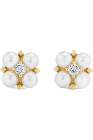 David Yurman Pendientes Petite Modern Renaissance de 7.8 mm en oro amarillo de 18 ct con diamantes y perla