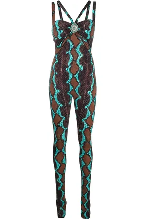 Roberto Cavalli Mono largo con estampado de piel de serpiente