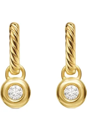 David Yurman Pendientes huggie Petite Cable de 17.5 mm en oro amarillo de 18 ct con diamantes