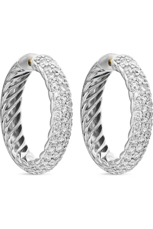 David Yurman Pendientes de aro DY Mercer de 25.4 mm en plata de ley con diamantes