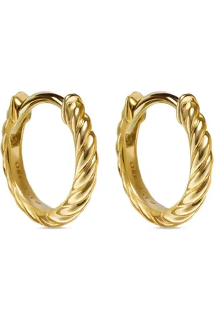 David Yurman Pendientes de aro huggie Sculpted Cable Micro de 10.7 mm en oro amarillo de 18 ct