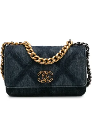 CHANEL Bandolera Denim Stitched 19 Flap con correa de cadena 2021-2024