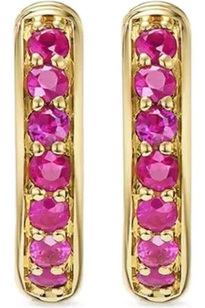 David Yurman Pendientes huggie Petite Pavé en oro amarillo de 18 ct con rubí