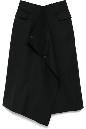 NOIR KEI NINOMIYA Falda midi de lana con pliegues