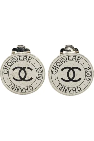 CHANEL Pendientes Silver Cruise CC Logo Disc Clip on Earrings 2000