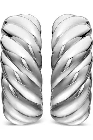 David Yurman Pendientes de aro Sculpted Cable de 25 mm en plata de ley