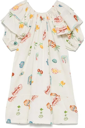 Le pandorine Vestido con volantes y estampado mediterráneo