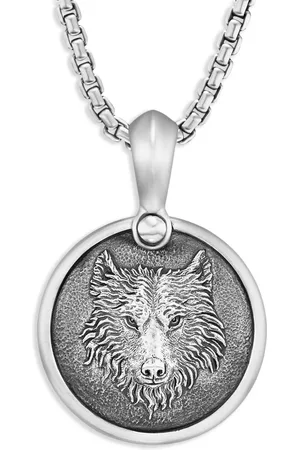 David Yurman Amuleto Petrvs Wolf de 21 mm en plata de ley con diamantes