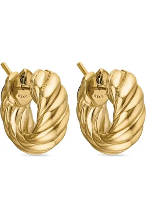 David Yurman Pendientes de aro Sculpted Cable de 14.4 mm en oro amarillo de 18 ct