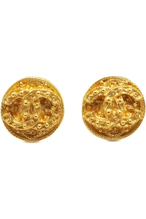 CHANEL Pendientes de clip con logo CC bañados en oro 1994