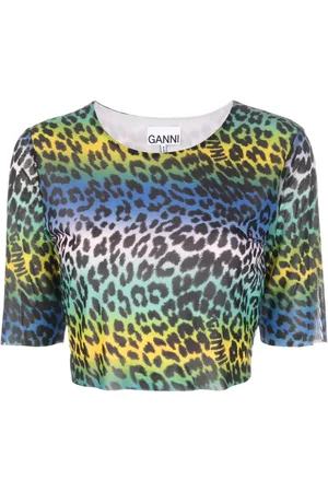 Ganni Camiseta corta con motivo de leopardo