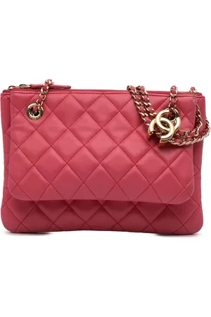 CHANEL Bolso de hombro Double acolchado de piel de borrego con correa de cadena 2019