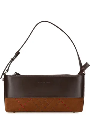 Burberry Bolso de hombro de piel de becerro y ante con costuras 2000-2017