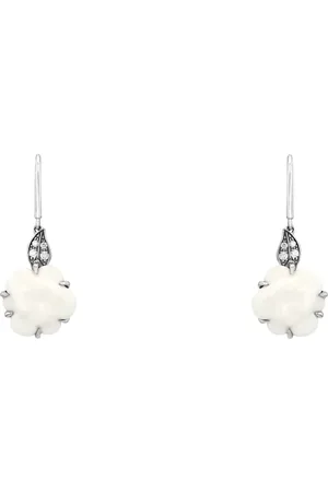 CHANEL Pendientes en oro blanco con diamante y ágata