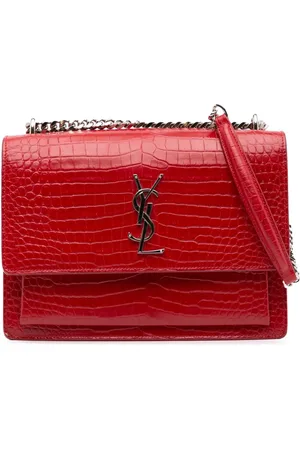 Saint Laurent Bandolera Croc Embossed Sunset mediana 2016
