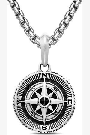 David Yurman Amuleto Maritime Compass de 29.5 mm en plata de ley con diamantes