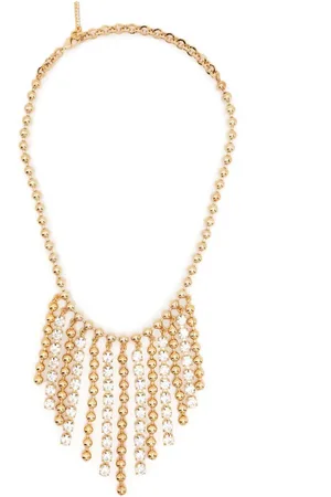 Alessandra Rich Collar con apliques de cristal y flecos