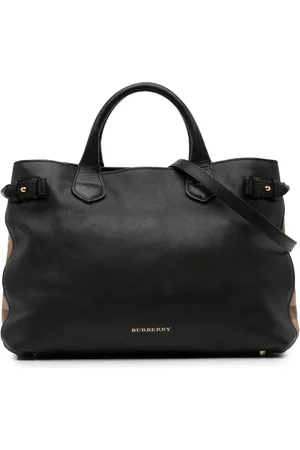 Burberry Bolso satchel Banner mediano de piel con motivo House Check 2018-2024