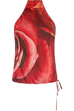Roberto Cavalli Top de seda con estampado