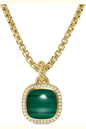 David Yurman Colgante Albion de 25.5 mm en oro amarillo de 18 ct con diamantes y malaquita
