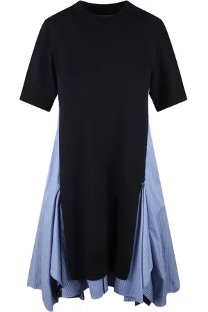 SACAI Vestido midi con panel a rayas