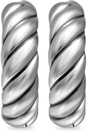 David Yurman Pendientes de aro Sculpted Cable de 18.6 mm en plata de ley