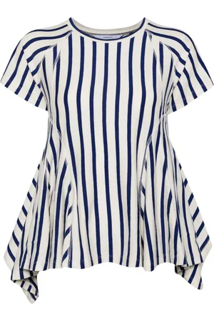 pushBUTTON Camiseta Stripe con dobladillo acampanado