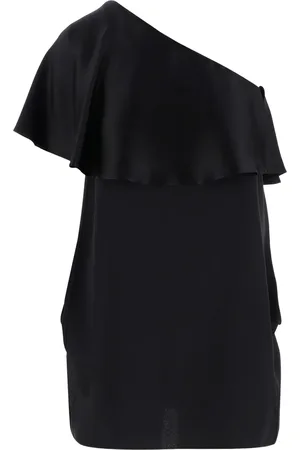 Saint Laurent Vestido de una sola manga con volantes