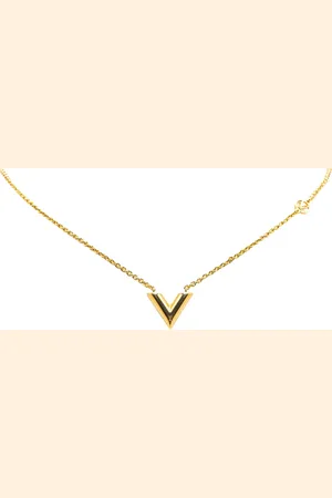 LOUIS VUITTON Collar Essential V Necklace bañado en oro 2023