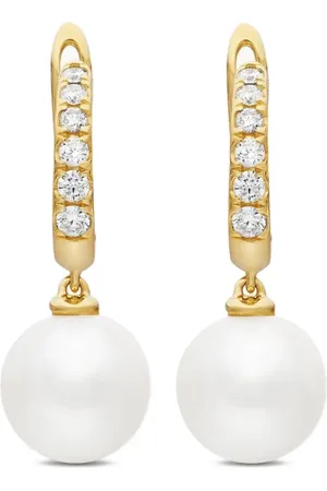 David Yurman Pendientes de aro de 15.6 mm en oro amarillo de 18 ct con diamante y perla