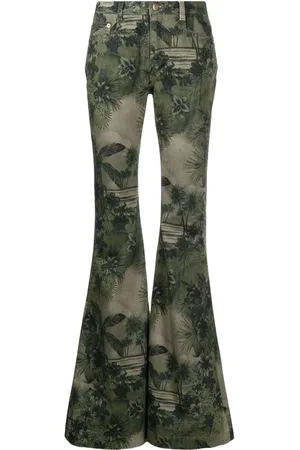 Roberto Cavalli Pantalones acampanados con estampado de jungla