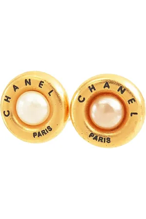 CHANEL 1994 Gold Plated Faux Pearl Clip on Earrings costume earrings