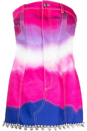 AREA Vestido vaquero corto palabra de honor