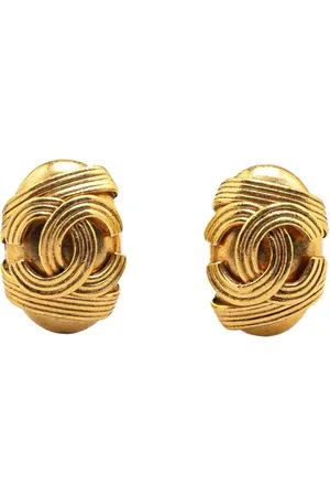 CHANEL Pendientes de clip con logo CC bañados en oro 1994