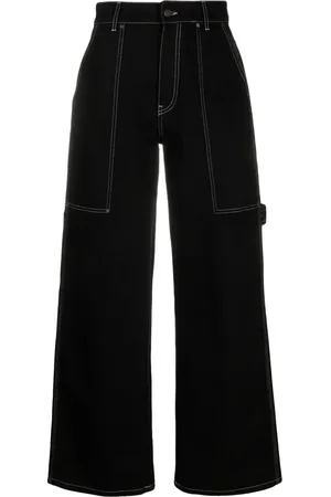 Stella McCartney Vaqueros anchos con costuras en contraste