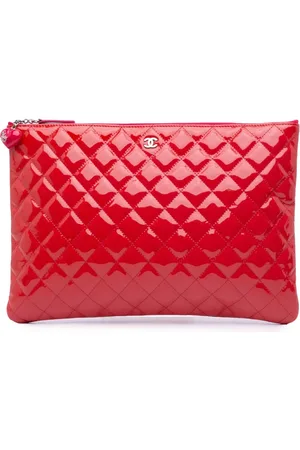 CHANEL Bolso de mano O Case grande acolchada de charol 2014-2015