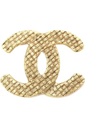 CHANEL Broche bañado en oro con logo CC 1980-1990