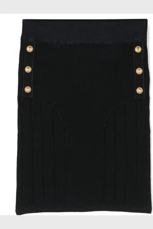Balmain Falda de canalé con botones
