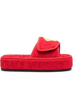 VERSACE Sandalias con puntera abierta y logo estampado
