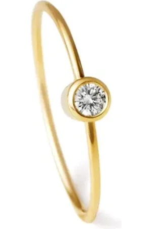 SHIHARA Pendiente de aro One-Stone 02 en oro amarillo de 9kt con diamantes