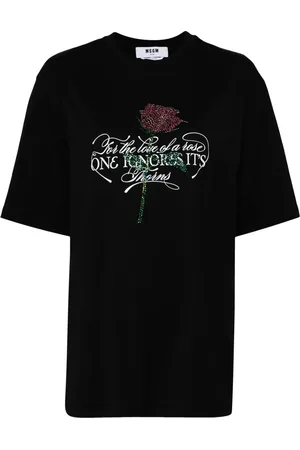 Msgm Camiseta estampada con detalles de cristal