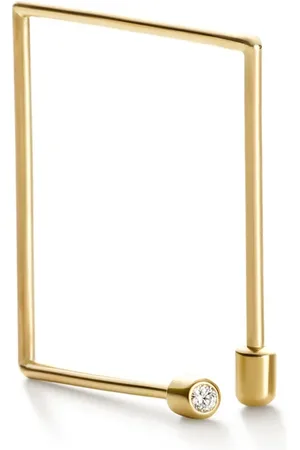 SHIHARA Pendiente Twist Square 03 en oro amarillo de 18kt con diamantes