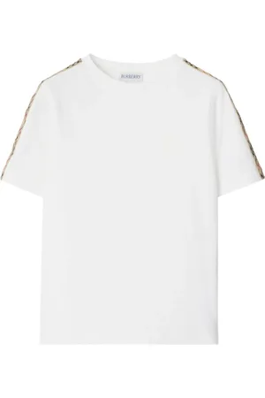Burberry Camiseta de algodón con ribete a cuadros
