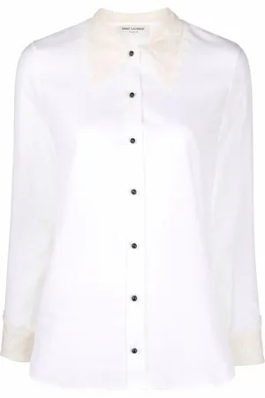 Saint Laurent Lace-trim striped shirt