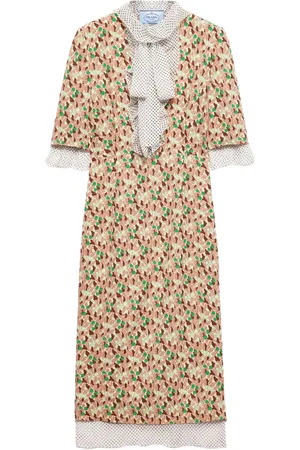 Prada Vestido midi estampado de georgette