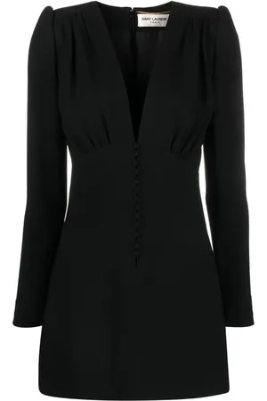 Saint Laurent Vestido corto ajustado con cuello en V