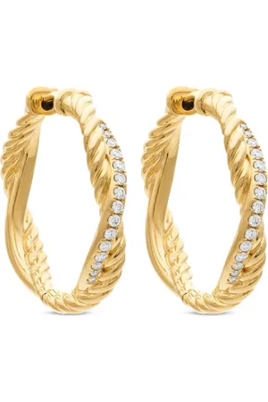 David Yurman Pendientes de aro Petite Infinity de 17.3 mm en oro amarillo de 18 ct con diamantes