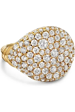 David Yurman Anillo para el meñique Chevron de 13 mm en oro amarillo de 18 ct con diamantes
