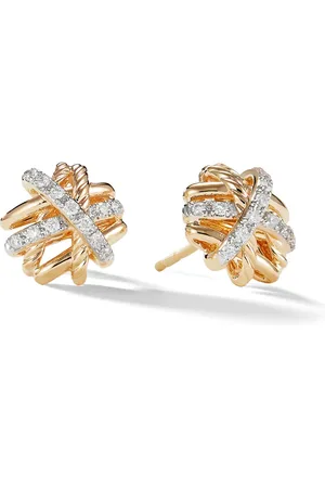David Yurman Pendientes Crossover X de 11 mm en oro amarillo de 18 ct con diamantes